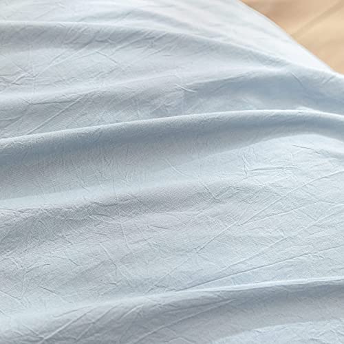 Soft and Stylish Cornflower Blue Duvet Cover Set for Queen Size Bed in 100% Cotton Linen Blend