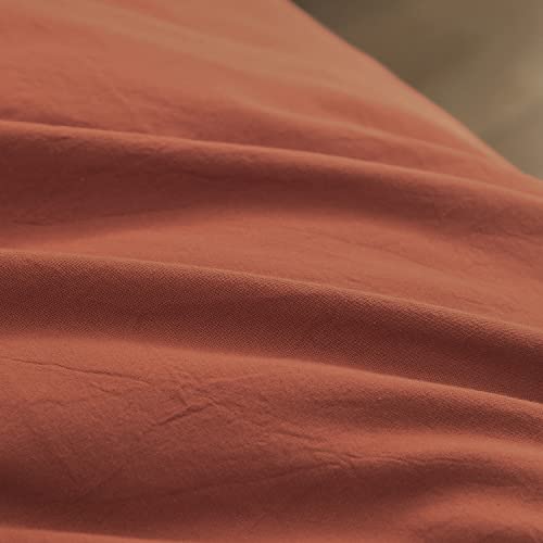 Washed Cotton Linen Feel Duvet Cover Set - Crimson Red Queen