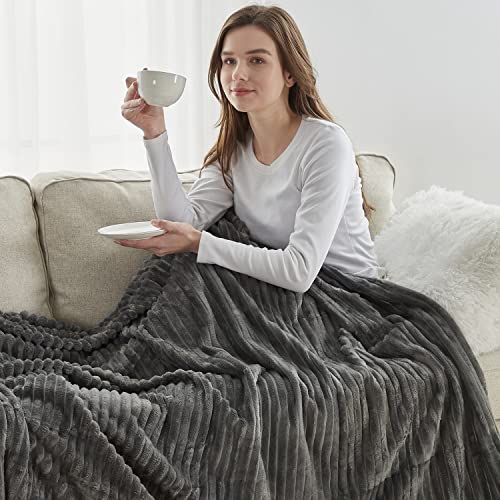 Cozy Nestl Grey Fleece Throw Blanket for Couch - Soft and Warm 50x60 Inches